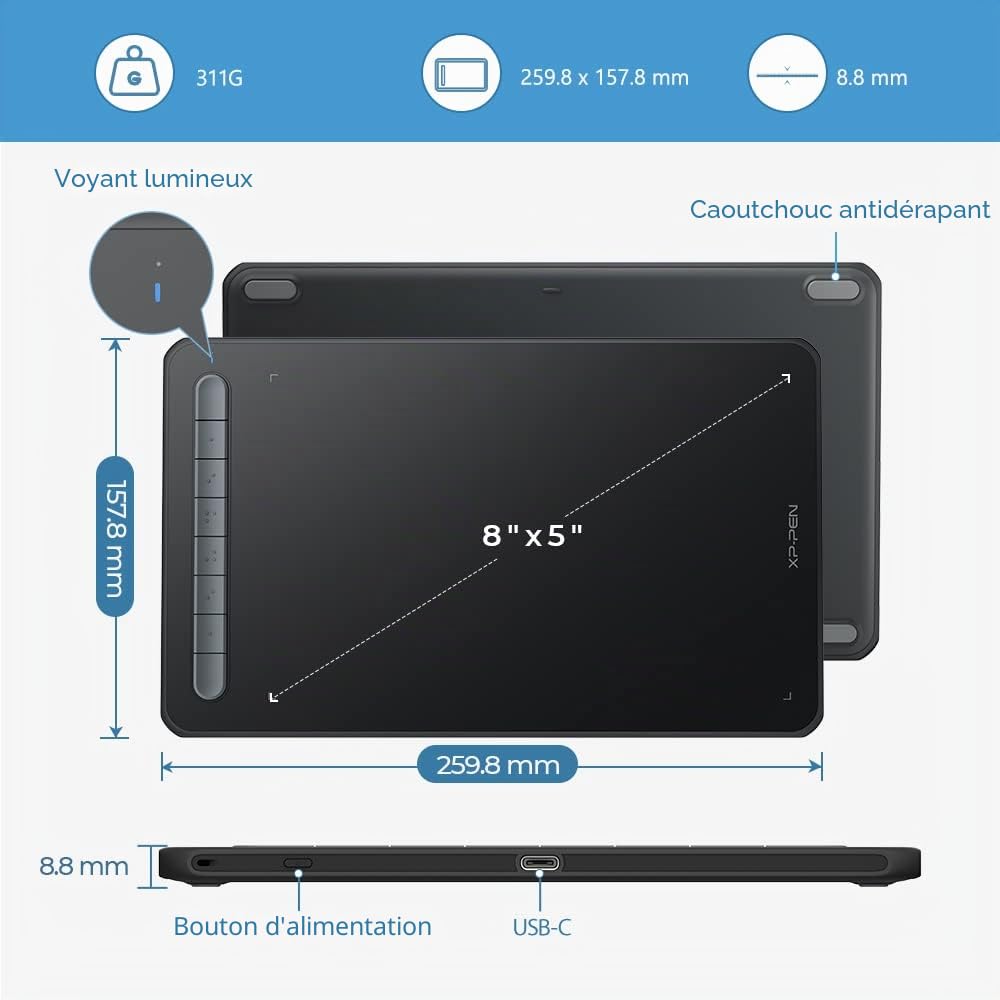 XPPen Tablette Graphique Wireless Deco MW Bluetooth avec X3 Stylet