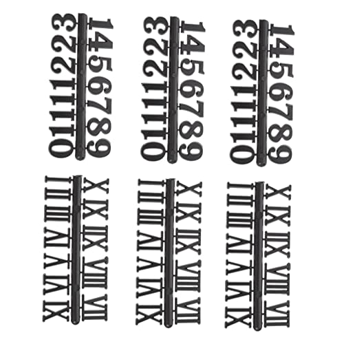 GANAZONO 6個 時計修理用 壁掛け時計 数字パーツ アラビア数字 交換用 ブラック シルバー 耐久性材質