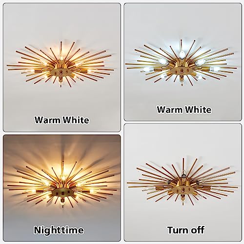 Zglaojt Semi Flush Mount 8 Light Ceiling Light Modern Metal Ceiling Lighting Gold Light Fixture Chandelier For Farmhouse Kitchen Dining Room Bedroom Hallway Living Room. thumb #4