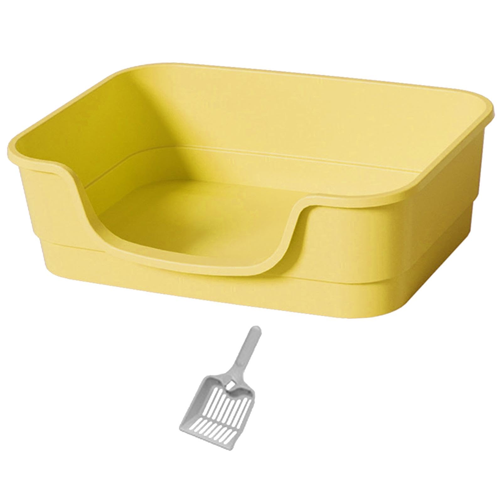 CALANDIS™ Large Cat Litter Boxes Enclosure Design Four Seasons High Sided Cats Litter Pan Yellow | Litter Boxes | Cat
