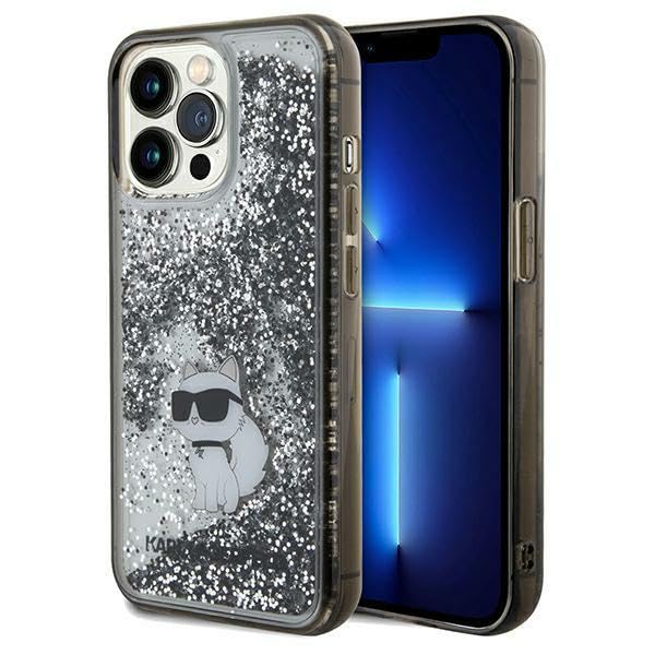 KARL LAGERFELD KLHCP13LLKCNSK Coque pour iPhone 13 Pro / 13 6,1 pouces Coque rigide transparente Liquide Paillettes Choupette