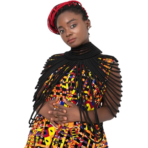 HollandaisWax Handmade Ankara Kente Necklace Women Long Multi Strand African Cotton Rope Shoulder Necklaces Body Jewelry2