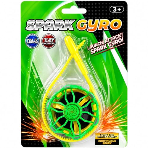 Image of Kidoyz Spark Gyro Battle Spinning Top Toy Set for Kids with Launcher, High Speed Spin Attack Arena Game, Fun Fighting Gyroscope Toys for Boys & Girls Age 3+ (Pack of 2)