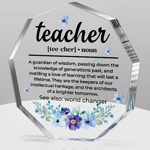 Teacher Gifts for Women Thank You Gifts for Teacher Best Teacher Ever Gifts Back to School Gift for Teacher Graduation Appreciation Birthday Christmas Gift for Teacher Definition Acrylic Decorative Signs Plaques