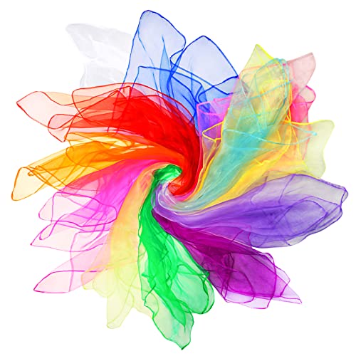 12 Foulards De Danse Colorés - Écharpes Magiques Pour Enfants - 60x60cm - Spectacle, Jonglage, Déguisement