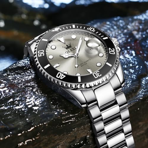 Image of OLEVS Luxury Watches for Men Big Stainless Steel Waterproof Quartz Analog