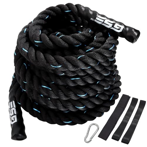 GSE Games & Sports Expert Gym Battle Rope, Heavy-Duty Workout Ropes for Indoor & Outdoor Workout, Exercise Rope for Strength Training - 30,40,50 Feet Lengths Available
