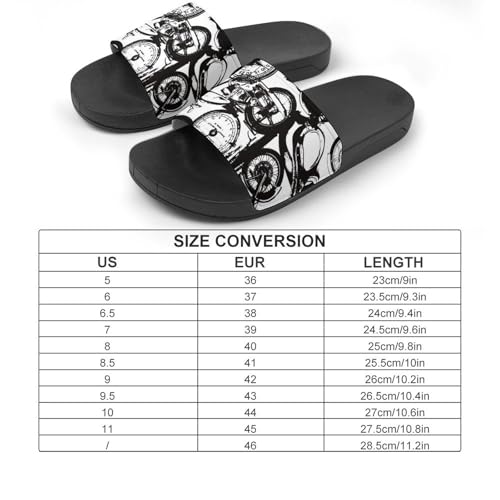 Old Motorcycle Pattern, PVC Slippers Sandals for Women Men Open Toe Soft Cushioned Non-Slip Sandal for Indoor Outdoor2