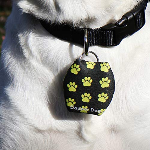 Image of Dapper Dog - Dog Tag Silencer with Tag Ring (Yellow Paw Prints)