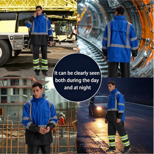 Image of SRsafety High Visibility Rain Gear, Class 3 High Visibility Work Rain Gear for Men, Construction Rain Suits