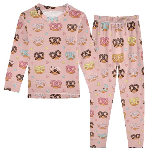 Pajama Sets Long Sleeve Pretzels with Sprinkles on Pink Soft Comfy Sleepwear 2 Piece PJS 3-8T
