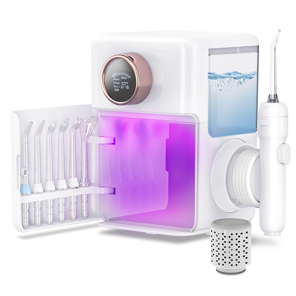 Dental Water Flosser for Teeth -900ML Cordless Water Dental Flosser with Water Filter Oral Irrigator Smart Display Screen Rechargeable Water Picks 10 Settings Advance Water Flosser for Family