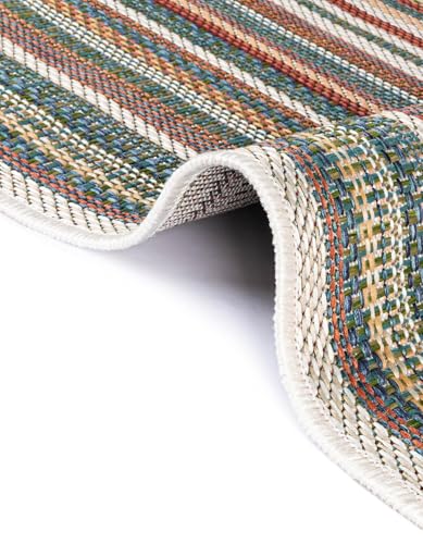 Tapete redondo 4' colección Baja Rugs.com multicolor miniatura 7