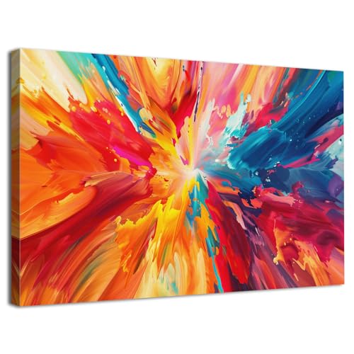 Pink Abstract Canvas Wall Art Bright Colorful Rainbow Painting for Bedroom Living Room Wall Decor Watercolor Marble Fluid Splash Prints Picture Artwork Bedroom Bathroom Kitchen Home Decoration 16x24'