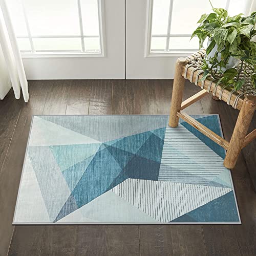 ASIinnsy Area Rugs Modern Abstract Geometric Rugs Living Room Non-Slip Short Pile Rug Blue Grey Soft Large Rugs for Bedroom Home Decor Carpet (Blue Grey - Image 2