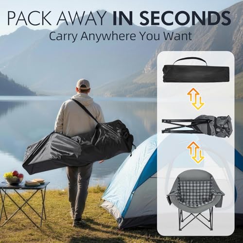 Image of Oversized Camping Chairs for Adults - Heavy Duty Padded Outdoor Camp Chair