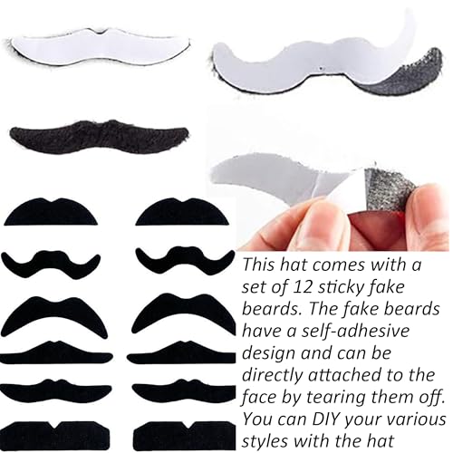 Image of Frenchman Beret Women Men, Mustache Halloween Mime Costume Accessory Beanie Caps Classic Wool Winter French Hat Free Size