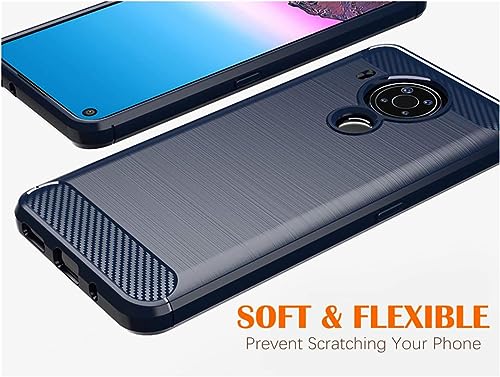 Image of NPRC Hybrid Ultra Slim Protective Case TPU Non-Slip Carbon Fiber Texture Shockproof Case Cover for Nokia 5.4 - Blue