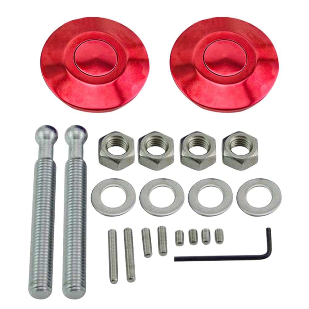TOTMOX Quick Release Latch Push Button, Aluminum 2.44 inches Diameter Universal Quick Latch Hood Pins, Quick Release Hood Cap Pin Lock Clip Kit for Hood Bumper, 62mm/2.44