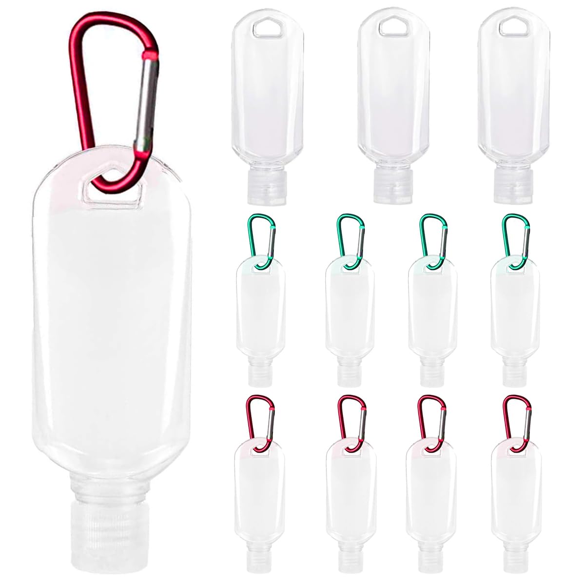 Sarini 12pcs Clear Portable Travel Bottles,50ml Refillable Travel Bottles Portable With Hook,Hand Sanitizer Containers,Leakproof Travel Bottles For Hand Sanitizers