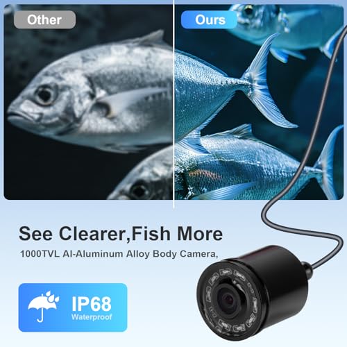 Image of Fish Finder Camera Real Time Underwater Fishing Camera 100ft Long Cable for Rod,4.3 inch HD LCD Monitor&IR LED Night Vision Wide Angle Lens Line Camera for Kayak Lake Boat Ice Fishing Portable Fish Finder