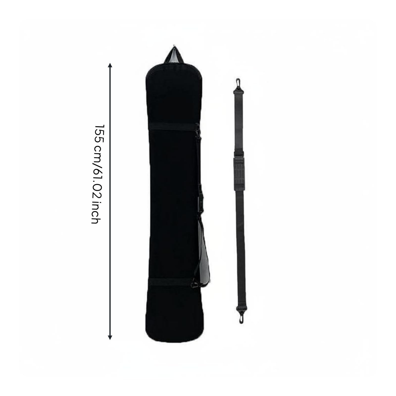 Housse de Snowboard Bandoulières Doubles Sac de Snowboard Rembourré Fermeture Éclair sur toute la Longueur Sac Ski Rembourré pour Déplacement , Noir , 155 Cm