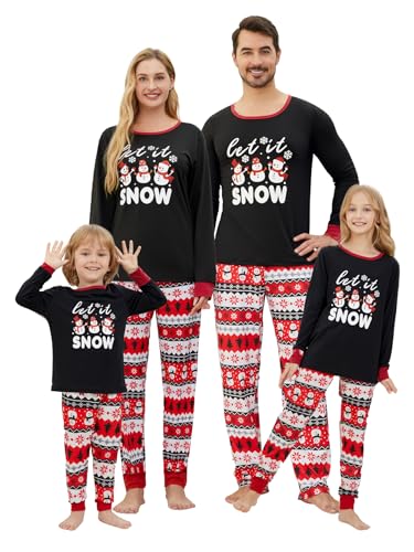 HONG HUI Matching Christmas Family Pajamas Set Holiday Santa Claus 2Pcs PJS Set