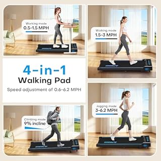 FOUSAE Walking Pad Treadmill with 9% Incline, 4-in-1 6.2MPH Treadmill for Home with Full Screen LED Display, 2.5HP Brushless Motor, 330 LB Weight Capacity, 12 HIIT Programs, Magnetic Remote Control