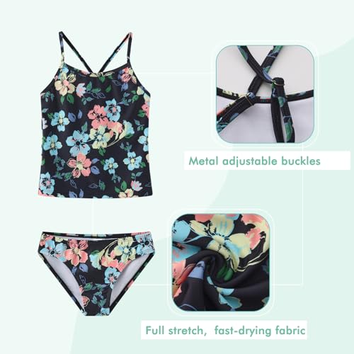Image of Girls Two Piece Tankini Swimsuits Rainbow Striped Bathing Suit Swim Suit