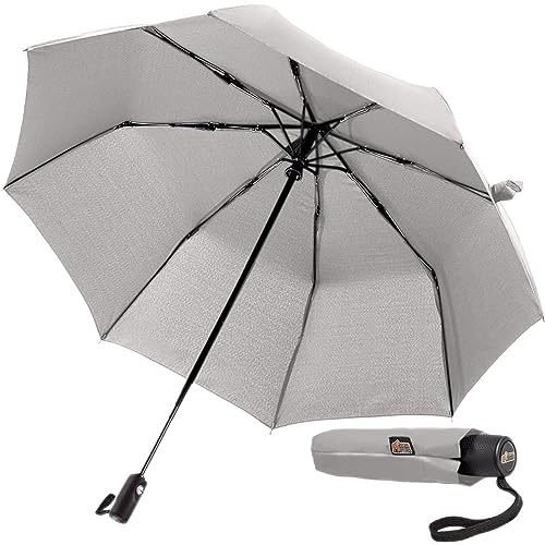 GORILLA GRIP Strong Stick Umbrella for Rain, Compact Travel One-Click