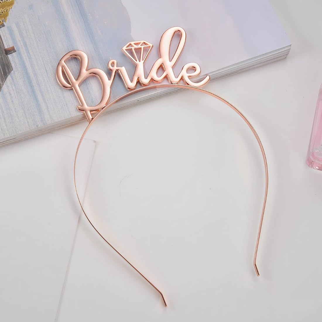 Bride to Be szarfa i tiara, akcesoria imprezowe, szarfa i opaska na czoło, dekoracje ślubne z różowego złota na wieczór panieński, wieczór kawalerski i wesela