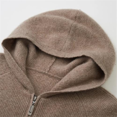 Men's Winter Cashmere Sweater Wool Zipper Cardigan Hooded Collar Knitted Long Sleeved Warm Tops2