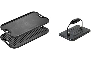 Lodge Cast Iron Reversible Grill/Griddle and Grill Press