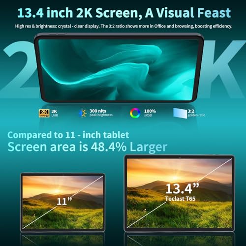 Image of 13 Inch Tablet with Keyboard, Android 16 Tablet, 32GB+256GB+2TB Expand, 1920x1200 IPS Display, Gemini AI, 10000mAh, 8-Core, Wi-Fi, GPS, Large Screen Tablet PC with Case, Mouse, Stylus(Silver Case)