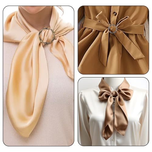 14 Pcs Silk Scarf Ring Circle T-Shirt Ties Clips for Women Fashion Shirt Clips for Women Clothing Cinch Clip Waist Clothes Corner Knotted Buckle Clothing Ring Wrap Holder4
