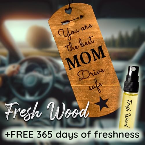 Image of Car Fragrance for 365 Days Freshwood Best Mom ❘ Gift for Mom ❘ Rear View Mirror Wood Air Freshener ❘ Mirror Hanging scent | Car Decorative Pendants ❘ Handmade Car Essentials