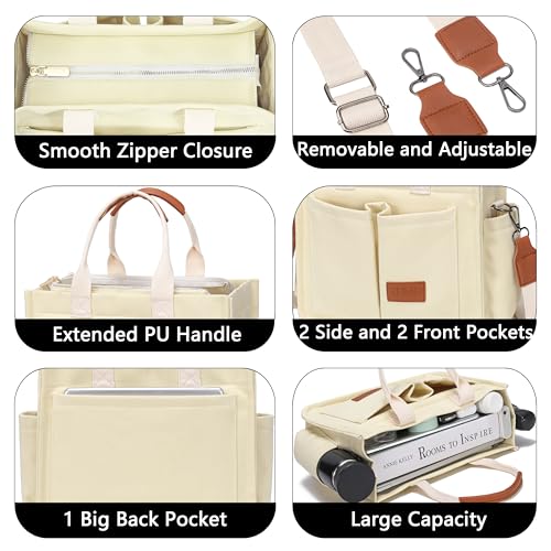 Image of ZHMO Canvas Tote Bag for Women,Women's Bags Crossbody Bags Work Laptop Tote Bag Large Handbags Purse for Travel Nurse Teacher