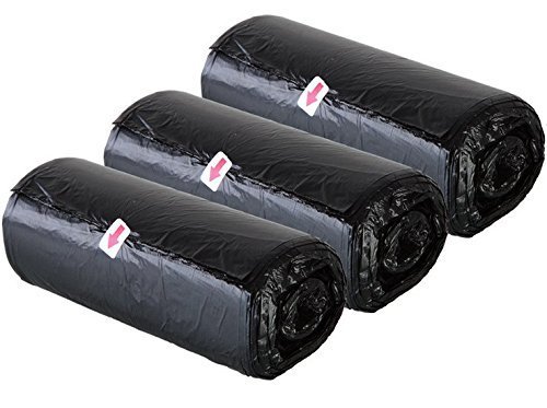 W&S Biodegradable Flat Type Trash Garbage Rubbish Black Bags 5 Gallon, 150 counts, 50 bags*3 rolls