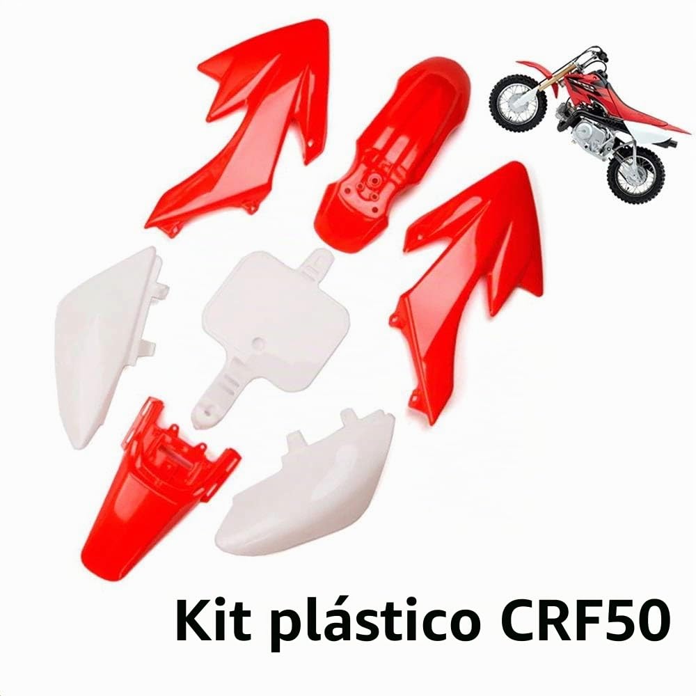 Lucky Seven - Kit de plásticos CRF50 en rojo y blanco, compatible con determinados modelos de moto y tipos como pit bike o moto offroad