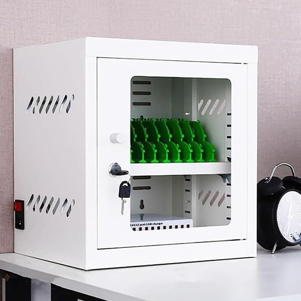 Portable Mobile Phone Charging Cabinet with Wheels, 6-60 Ports Rechargeable Mobile Phone Storage Locker, Mobile Phone Charging Lockers, Cellphone USB Charging Station Lockers for School, Airport(12 sl