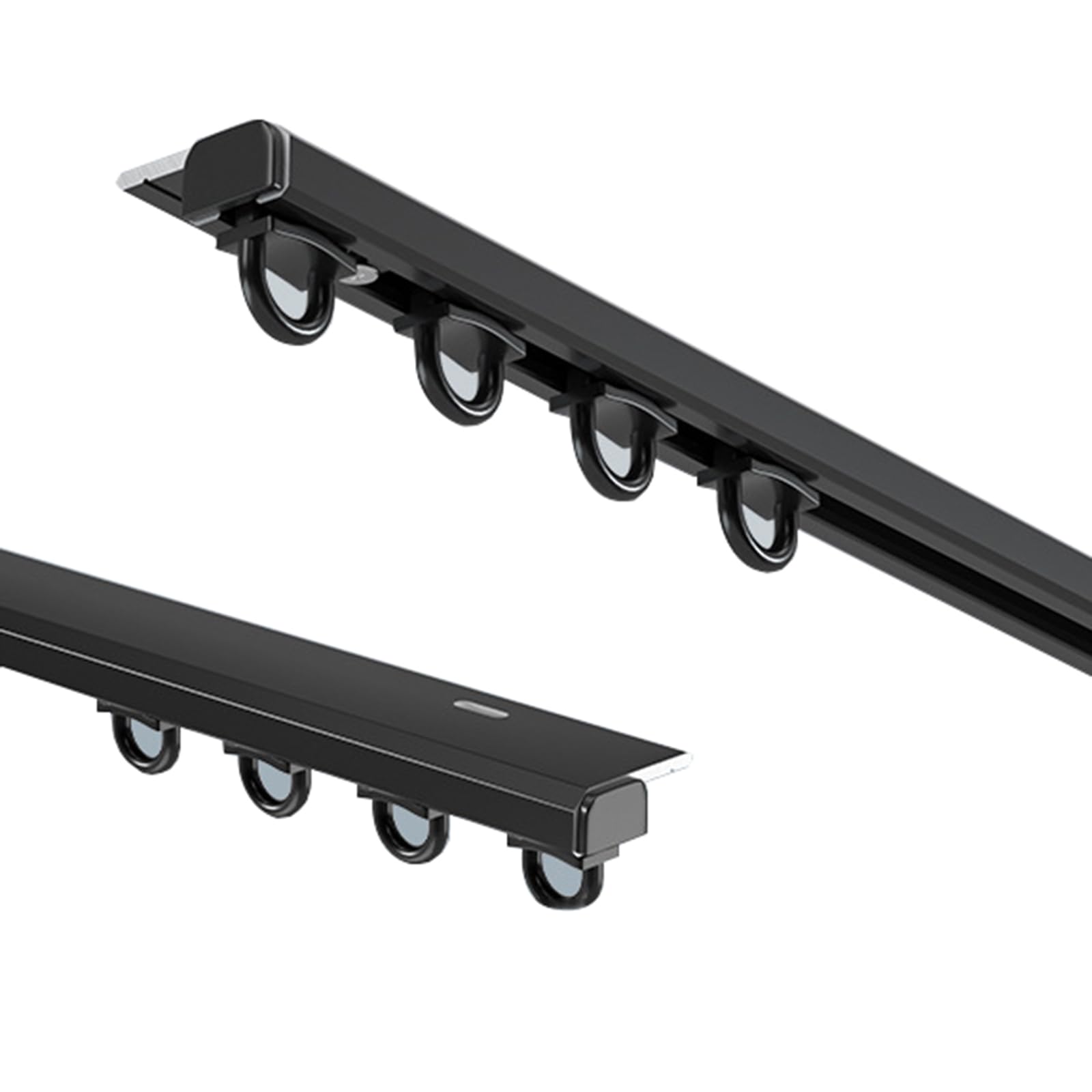 Générique Système de Rail pour Rideaux, Rail de Plafond Ultra-Fin - Rail Silencieux pour Douche et fenêtre en Baie, séparateur de pièce pour Camping-Car, 180 cm, Noir - I
