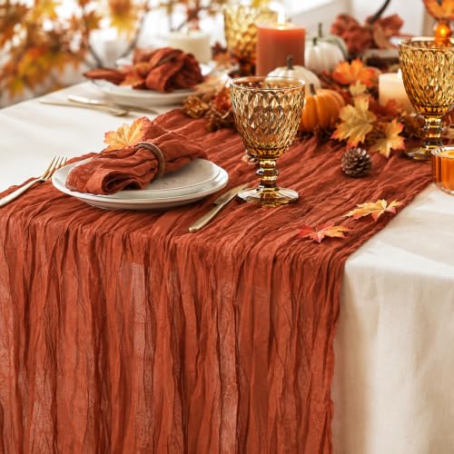 8 Pack Terracotta Cheesecloth Table Runner 120 Inch Boho Wedding Decor