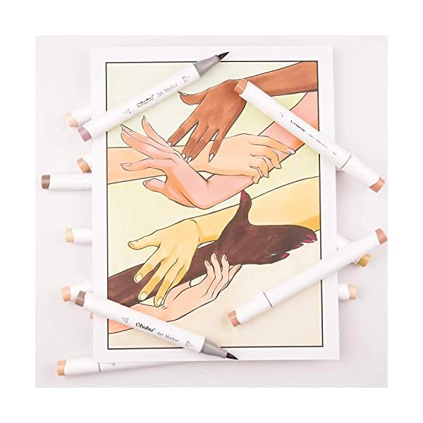 24 Hauttonfarben Alkohol-Marker, Ohuhu Pinsel & Meißel, Sketch Kunst Marker, Pinsel-Marker auf Alkoholbasis für… – Bild 9