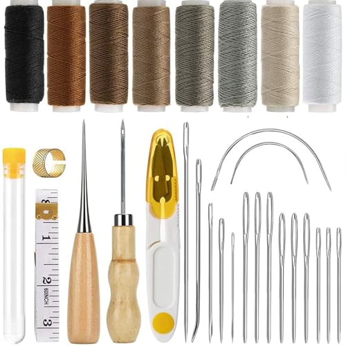 BRIIKPP レザークラフト 29点セット 革小物セット 手縫い 裁縫道具 手作り DIY 針 手縫い革用 裁縫キットの商品画像（Amazon）