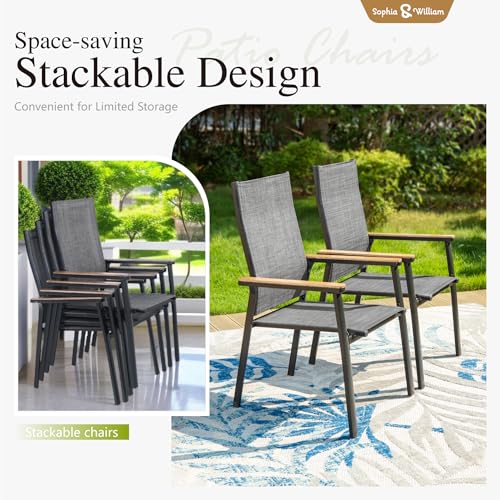 Image of Sophia & William Patio Dining Set, Round Table w / 4 Grey Aluminum Chairs