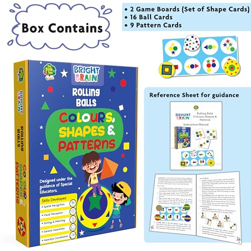 Image of Bright Brain Rolling Balls Colours Shapes & Patterns | Educational Sorting & Matching Game for Kids Ages 3+ | Colour Recognition Learning Toy | Best Gift for Boys & Girls