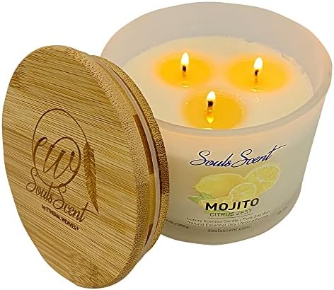 SOULS SCENT Mojito Series Scented Candles for Home & Office Refreshment, Citrus Zest Infused Aromatherapy, High FCF Essential Oil Concentration and 100% Natural Soy Wax Used, Single Wick Design (7oz)