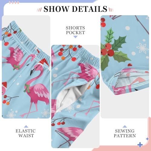 Boys' Pants Christmas Xmas Flamingo Long Bottoms Jogger Pants Elastic Waist Trousers with Pockets S-XL4