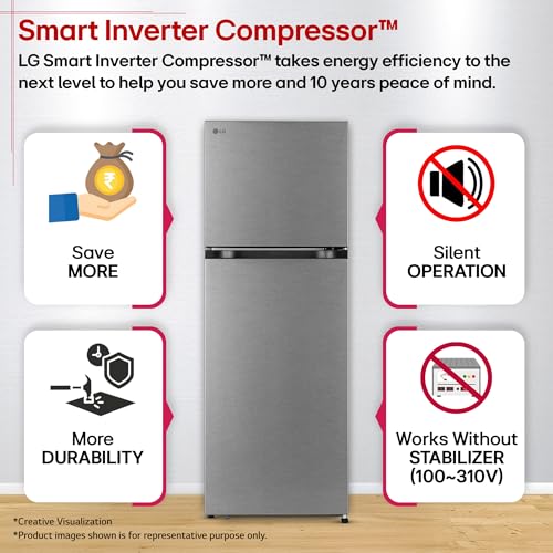 LG 251 L, 2 Star, Frost-Free Smart Inverter Double Door Convertible Refrigerator (GLT2526XWDS, Dazzle Steel, Multi Air Flow Cooling, Smart & Dairy Mode, Convertible Space for More Storage, 2026 Model) 9 51wyG3ainDL
