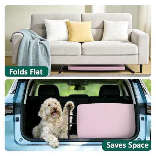 Image of 30in Folding Table, Portable Picnic Table with Adjustable Height, Foldable TV Tray Table & Laptop Desk for Small Spaces, Patio, Camping, BBQ, No Assembly Needed, Pink